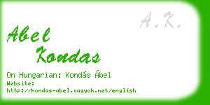 abel kondas business card